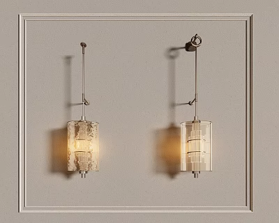 Elegant Modern Wall Sconces With Textured Glass Shades And Warm Light For Interior Decor 3d model