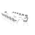 Modern Office Conference Table With Ergonomic Rolling Chairs And Documents Water Glasses