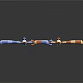 Long Articulated Toy Structure With Blue Orange Segments And Joints