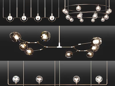 Elegant Modern Chandelier Design With Spherical Glass Bulbs And Metal Frame 3d model