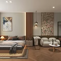 Modern Hotel Guest Room Interior With Comfortable Bed Sofa Decorative Artwork And Warm Lighting