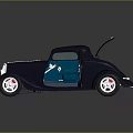 Vintage Blue Car With Open Doors And Hood Classic Interior Seats Design