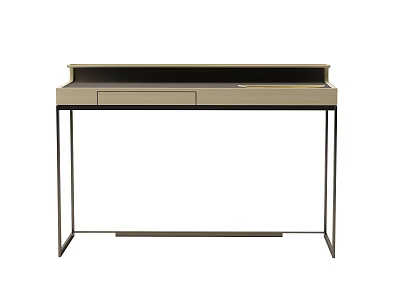 Sleek Modern Minimalist Desk Design With Wooden Top Drawer And Metal Legs 3d model