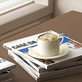 Stacked Magazines With Coffee Cup On Top For Modern Interior Design 3d model