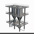 Multi Level Industrial Processing Equipment with Conical Tanks Metal Frame and Platforms 3d model