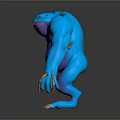 Fierce Blue And Purple Game Movie Character 3D Model With Muscular Body And Orange Claws