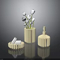 Minimalist Daily Living Essentials With White Tulips Vase Soap Dish And Pump Bottle