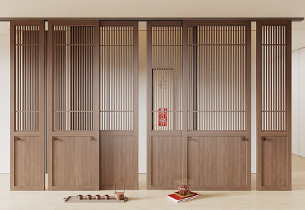 New Chinese-style sliding door 3d model