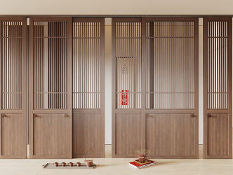 New Chinese-style sliding door 3d model