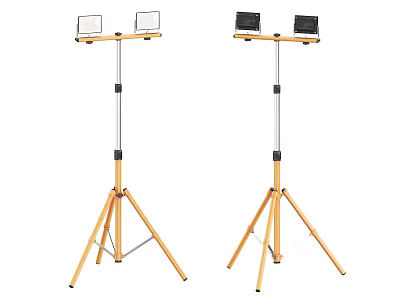 Modern Tripod Floor Lamps with Square Light Heads and Yellow Base 3d model