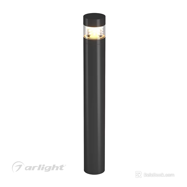 Modern Black Outdoor Light with Sleek Cylindrical Design for Garden Pathway 3d model 