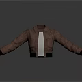Stylish Brown Leather Jacket With White Inner Shirt Black Cuffs Hem And Cropped Design