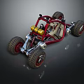 Off Road Buggy Design With Red Frame Large Tires And Yellow Fuel Tanks