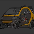 Small Yellow And Gray Car With Checkerboard Pattern And Racing Inspired Graphics 3d model