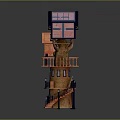 Spiral Multi Level Wooden Treehouse With Balcony Glass Windows And Staircase