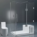 Modern Shower Sauna Space With Transparent Glass Enclosure White Base And Toilet