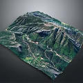 Detailed 3D Mountain Terrain Model With Lush Green Vegetation And Winding Paths