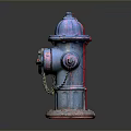 Colorful Fire Hydrants Display With Red White Blue Bodies And Metal Chains