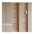 Modern Wooden Bookshelf with Multiple Open Shelves and Closed Compartments in Light Wood Tone