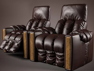 Luxurious Dark Brown Leather Massage Chairs With Comfortable Armrests And Footrests 3d model