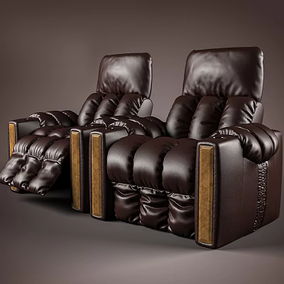 Luxurious Dark Brown Leather Massage Chairs With Comfortable Armrests And Footrests 3d model
