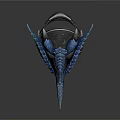 3D Designed Horned Blue Creature Inspired Character Helmet With Detailed Features