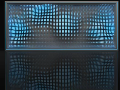 Feature Wall With Blue Dotted Pattern And Gradient Blue Background With Reflection At The Bottom 3d model