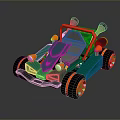 Green Toy Car With Open Top Design Orange Wheels Black Accents And Headlights