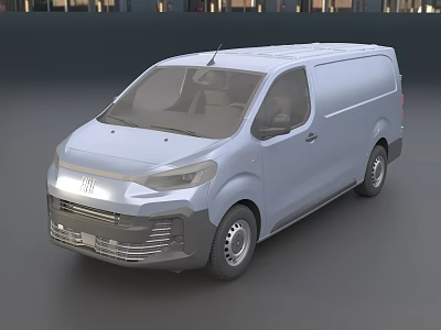 Sleek Silver Utility Van With Commercial Design And Spacious Cargo Space 3d model