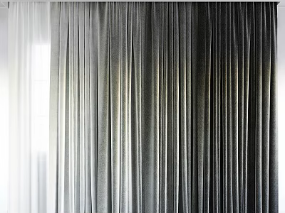 Modern Window Curtains With White And Gray Gradient Design And Soft Draping Texture 3d model