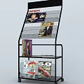 Black Metal Bookcase With Multiple Shelves For Magazine Display Including Sport Interior SO Magazines