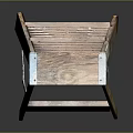 Vintage Wooden Step Ladder With Aged Brown Finish And Green Accents