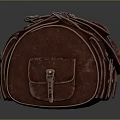 Vintage Brown Canvas Duffel Bag With Multiple Pockets And Leather Straps 3d model