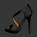 Silver High Heels With Orange Inner Crisscross Straps Shiny Metallic Finish And Black Sole Design