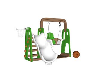 Modern amusement equipment children'slide swing jewelry 3d model