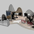 Tobacco And Alcohol Store Booth Design With ITG 600 Sign Curved Structure Tables Green Plants