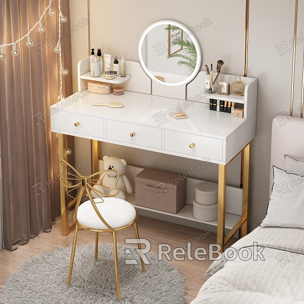 Light Luxury Dressing Table Dressing Table and Chair Combination Cosmetic Mirror Combination model