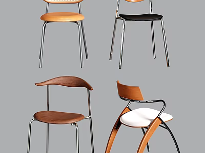Stylish Modern Single Chairs Featuring Curved Backrests And Metal Frame Designs 3d model