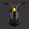 Red Motorcycle With Orange Seat Yellow Headlight Black Tires And Silver Frame