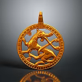 Ornate Gold Circular Pendant With Intricate Animal Carving For Fashion Accessory