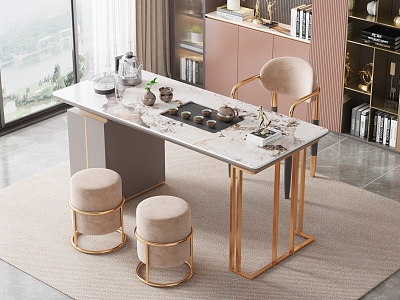 Light Luxury Tea Table and Chair Marble Tea Table and Chair Combination model