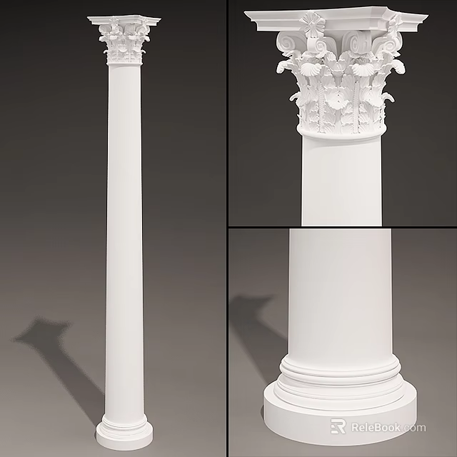 Elegant Roman Column Design Featuring Intricate Capital Shaft And Base Details 3d model 