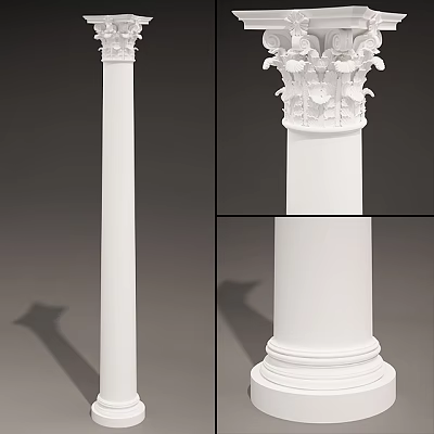 Elegant Roman Column Design Featuring Intricate Capital Shaft And Base Details 3d model