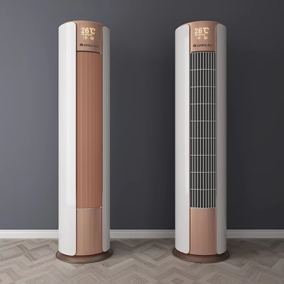 Modern Tower Air Conditioner Fan With Copper And White Grille Panel Design 3d model