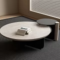Modern Round Marble Coffee Table With Books And Black Base Side Table 3d model