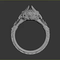 Elegant Silver Ring With Intricate Carving And Diamond Accent For Fashion Accessory