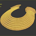 Golden Layered Curved Wall Decor With Intricate Carved Texture And Ornate Design