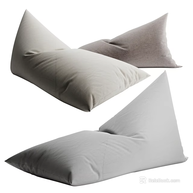 Bean Bag Sofa Stools Light Gray and Beige Soft Fabric Modern Cozy Living Room Furniture 3d model 