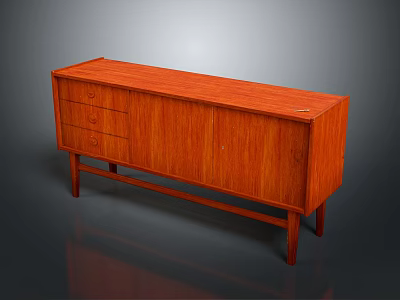 Wooden Entryway Console Cabinet With Drawers And Cabinet Doors Simple Design Sturdy Legs 3d model