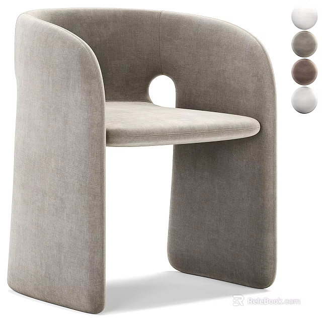 Modern Upholstered Accent Chair With Curved Backrest And Multiple Color Options 3d model 